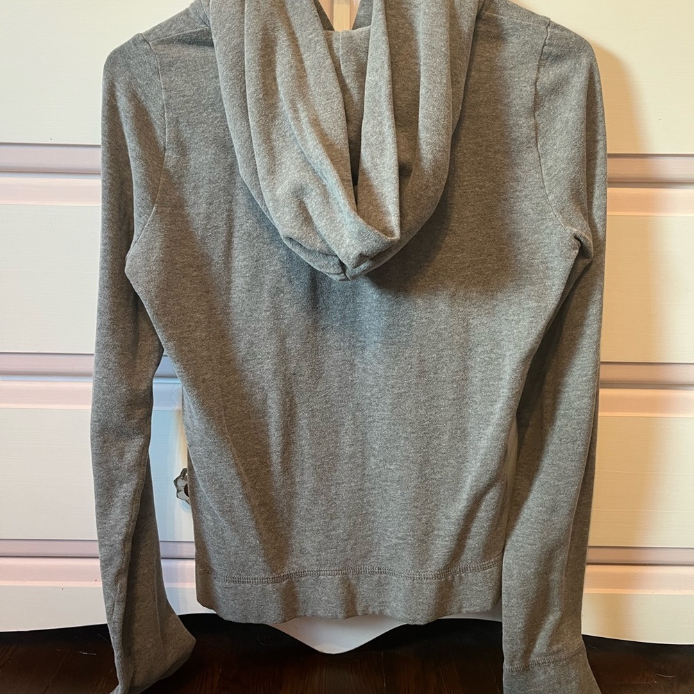 Grey Hollister sweatshirt, glittery cyan logo, women’s small - Picture 2 of 4
